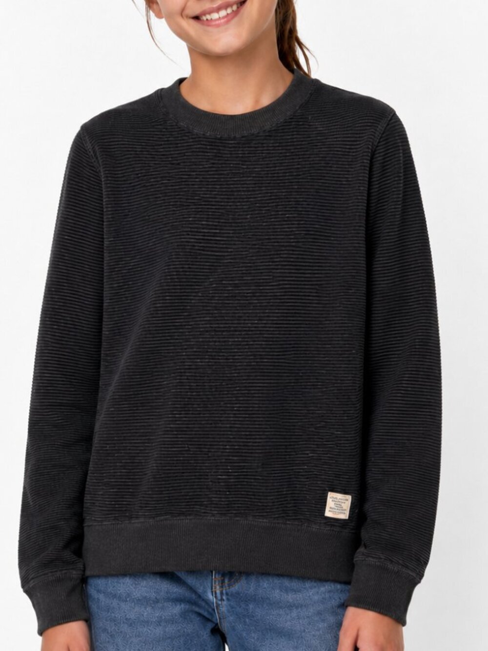 Zara Sweater Size 11/12 (152 cm) Black Ribbed Heavyweight Cotton Blend